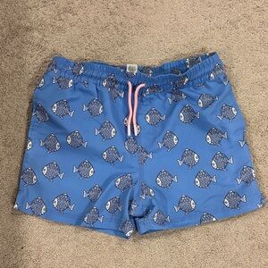The Beaufort Bonnet Company Blue Fish Pattern Swim Trunks